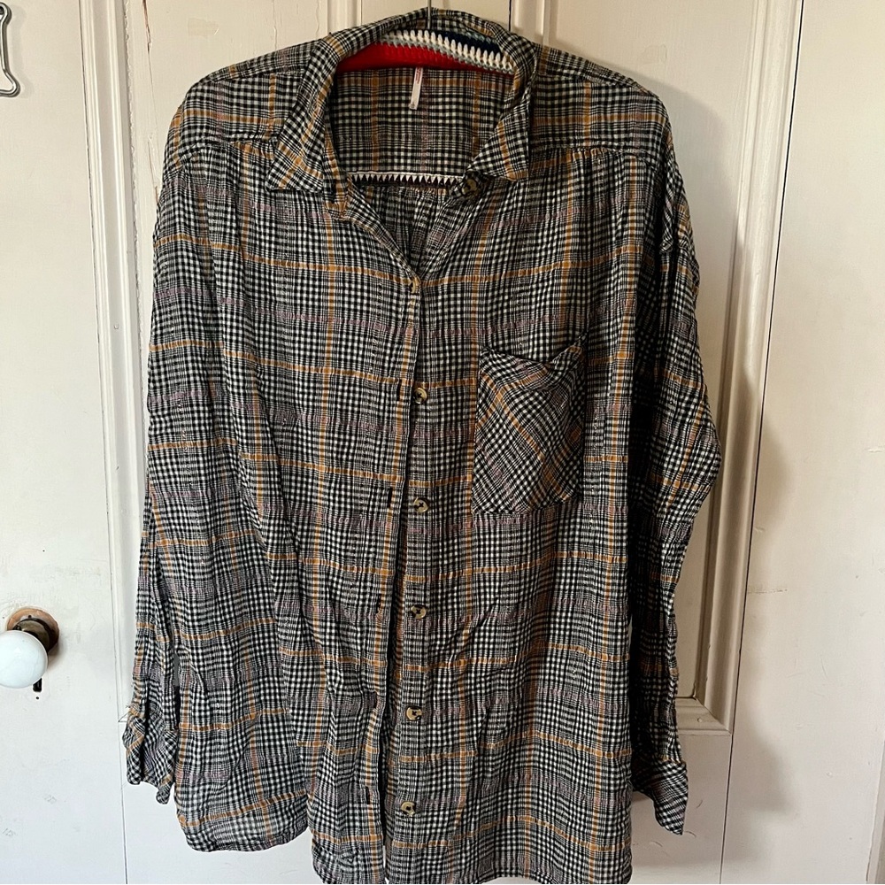 Free People Plaid Buttondown, EUC